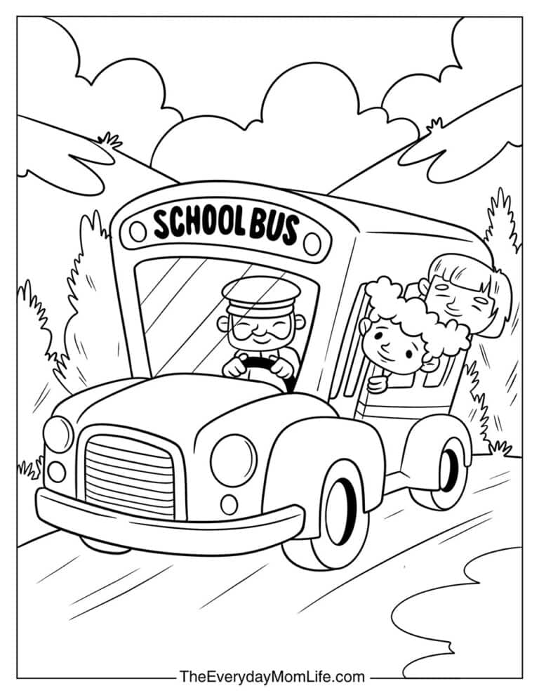 Free Printable School Bus Coloring Pages - The Everyday Mom Life