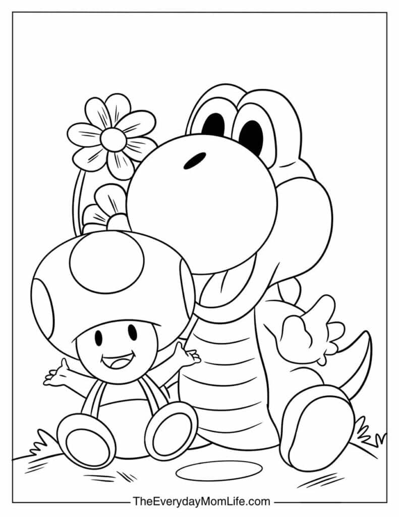 Yoshi and Toad Having Fun