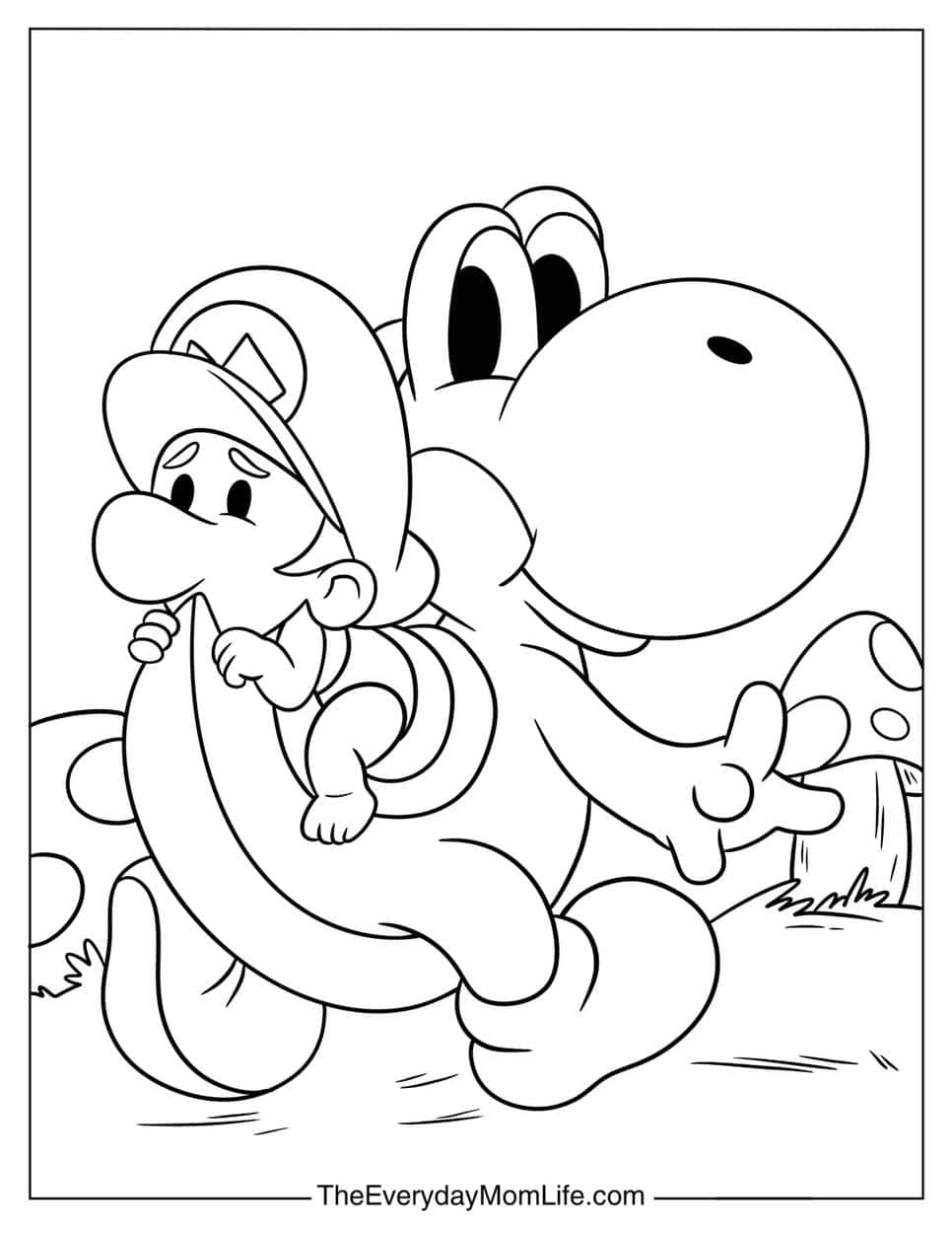 Pdf Printable Yoshi Coloring Pages - The Everyday Mom Life